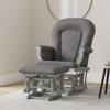 Child Craft Cozy Glider Rocker and Ottoman Set, Padded Cushion with Convenient Storage Pockets, Solid Wood Base & Frame (Matte White with Light Gray Cushion)(Cool Gray With Dark Gray Cushion)