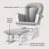 Child Craft Cozy Glider Rocker and Ottoman Set, Padded Cushion with Convenient Storage Pockets, Solid Wood Base & Frame (Matte White with Light Gray Cushion)(Matte White With Light Gray Cushion)
