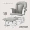 Child Craft Cozy Glider Rocker and Ottoman Set, Padded Cushion with Convenient Storage Pockets, Solid Wood Base & Frame (Matte White with Light Gray Cushion)(Matte White With Gray Cushion)