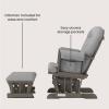 Child Craft Cozy Glider Rocker and Ottoman Set, Padded Cushion with Convenient Storage Pockets, Solid Wood Base & Frame (Matte White with Light Gray Cushion)(Dapper Gray With Light Gray Cushion)