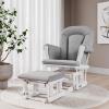 Child Craft Cozy Glider Rocker and Ottoman Set, Padded Cushion with Convenient Storage Pockets, Solid Wood Base & Frame (Matte White with Light Gray Cushion)(Matte White With Light Gray Cushion)