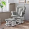 Child Craft Cozy Glider Rocker and Ottoman Set, Padded Cushion with Convenient Storage Pockets, Solid Wood Base & Frame (Matte White with Light Gray Cushion)(Matte White With Gray Cushion)