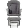 Child Craft Cozy Glider Rocker and Ottoman Set, Padded Cushion with Convenient Storage Pockets, Solid Wood Base & Frame (Matte White with Light Gray Cushion)(Cool Gray With Dark Gray Cushion)