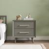 Child Craft Cranbrook 2 Drawer Nightstand for Nursery or Bedroom, Large Storage Drawers, Made of Sturdy Pinewood, Non-Toxic, Baby Safe Finish (Ebony)(Lunar Gray)