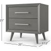 Child Craft Cranbrook 2 Drawer Nightstand for Nursery or Bedroom, Large Storage Drawers, Made of Sturdy Pinewood, Non-Toxic, Baby Safe Finish (Ebony)(Lunar Gray)