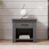 Child Craft Denman Nightstand with Drawer for Nursery or Bedroom, Large Storage Drawer, Made of Sturdy Pinewood, Non-Toxic, Baby Safe Finish (Midnight Gray)(Midnight Gray)