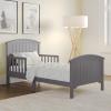Child Craft Hampton Arch Top Toddler Bed for Kids with Guard Rails, Low to Ground Design, Made of Pinewood, Featuring Clean Lines to Match Any Décor (Matte White)(Cool Gray)