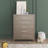 Child Craft Kieran 5 Drawer Chest for Nursery or Bedroom, Plenty of Storage, Anti-Tip Kit Included to Prevent Tipping, Non-Toxic, Baby Safe Finish (Toasted Chestnut)(Crescent Gray)