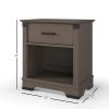 Child Craft Redmond 1 Drawer Nightstand for Nursery or Bedroom, Large Storage Drawer, Made of Sturdy Pinewood, Non-Toxic, Baby Safe Finish (Coach Cherry)(Grey)