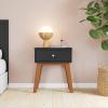 Child Craft SOHO 1 Drawer Nightstand for Nursery or Bedroom, Large Storage Drawer, Made of Sturdy Pinewood, Non-Toxic, Baby Safe Finish (Ebony)(Ebony)