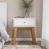 Child Craft SOHO 1 Drawer Nightstand for Nursery or Bedroom, Large Storage Drawer, Made of Sturdy Pinewood, Non-Toxic, Baby Safe Finish (Ebony)(White/Natural)