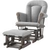 Child Craft Cozy Glider Rocker and Ottoman Set, Padded Cushion with Convenient Storage Pockets, Solid Wood Base & Frame (Matte White with Light Gray Cushion)(Dapper Gray With Light Gray Cushion)