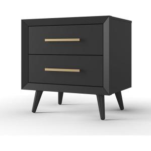 Child Craft Cranbrook 2 Drawer Nightstand for Nursery or Bedroom, Large Storage Drawers, Made of Sturdy Pinewood, Non-Toxic, Baby Safe Finish (Ebony)(Ebony Black)