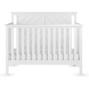 Child Craft Hampton Flat Top 4-in-1 Convertible Crib, Baby Crib Converts to Day Bed, Toddler Bed and Full Size Bed, 3 Adjustable Mattress Positions, Non-Toxic, Baby Safe Finish (Matte White)