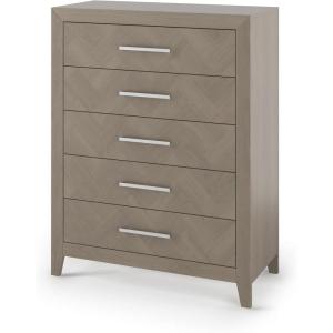 Child Craft Kieran 5 Drawer Chest for Nursery or Bedroom, Plenty of Storage, Anti-Tip Kit Included to Prevent Tipping, Non-Toxic, Baby Safe Finish (Toasted Chestnut)(Crescent Gray)