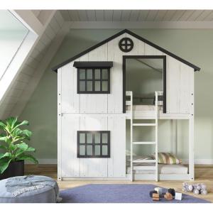 Child Craft Modern Farmhouse Twin Over Twin Bunk Bed for Kids, Low Wooden Montessori Bunk Bed, Easy to Access Ladder to Top Bunk, Non-Toxic, Baby Safe Finish(Modern Farmhouse)