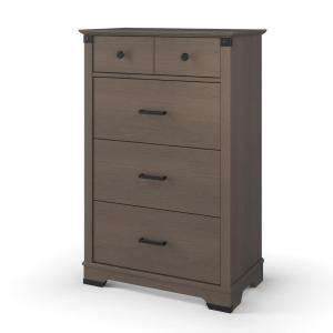 Child Craft Redmond 4 Drawer Chest for Nursery or Bedroom, Plenty of Storage, Anti-Tip Kit Included to Prevent Tipping, Non-Toxic, Baby Safe Finish (Coach Cherry)(Grey)