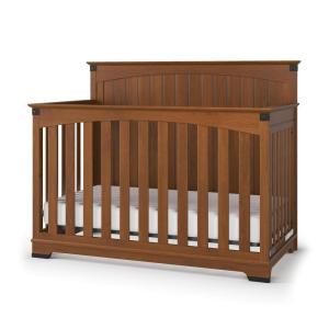 Child Craft Redmond 4-in-1 Convertible Baby Crib, Wood Nursery Furniture Converts to Toddler Bed, Daybed & Full Bed, Adjustable Mattress Heights, Rustic Style, Non-Toxic Baby Safe Finish, Dapper Gray | 4-in-1 Crib, Baby Safe Finish, Non-Toxic, Adjustable(Coach Cherry)