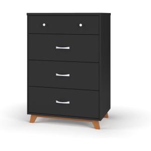 Child Craft SOHO 4 Drawer Chest for Nursery or Bedroom, Plenty of Storage, Anti-Tip Kit Included to Prevent Tipping, Non-Toxic, Baby Safe Finish (Dusty Heather)(Ebony)