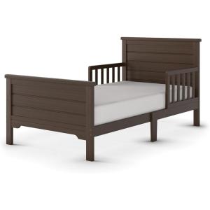 Child Craft Woodland Flat Top Toddler Bed for Kids with Guard Rails, Low to Ground Design, Made of Pinewood, Featuring Clean Lines to Match Any Décor (Brushed Pebble)(Brushed Truffle)