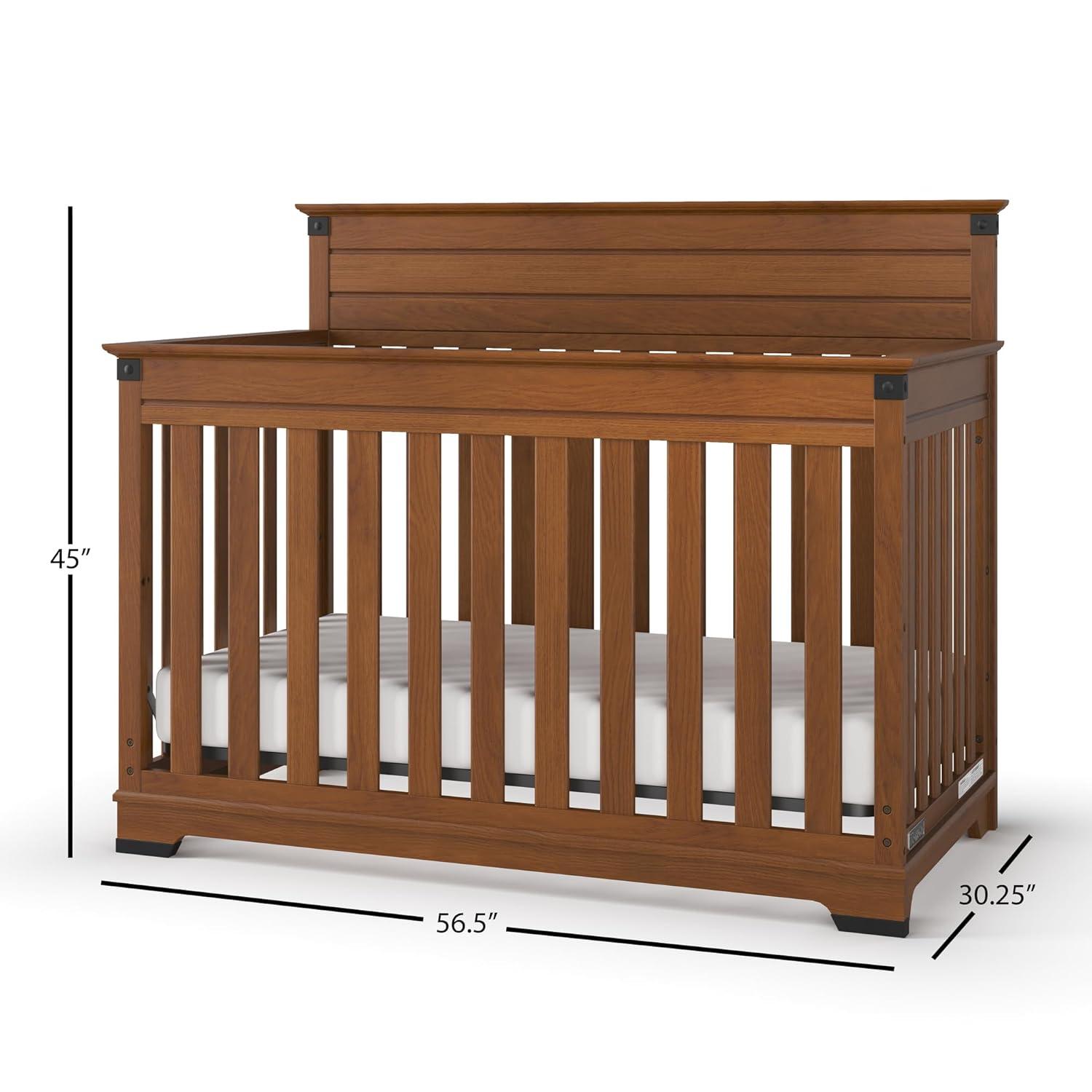 imageChild Craft Redmond 4in1 Convertible Crib Baby Crib Converts to Day Bed Toddler Bed and Full Size Bed 3 Adjustable Mattress Positions NonToxic Baby Safe Finish Coach CherryCoach Cherry