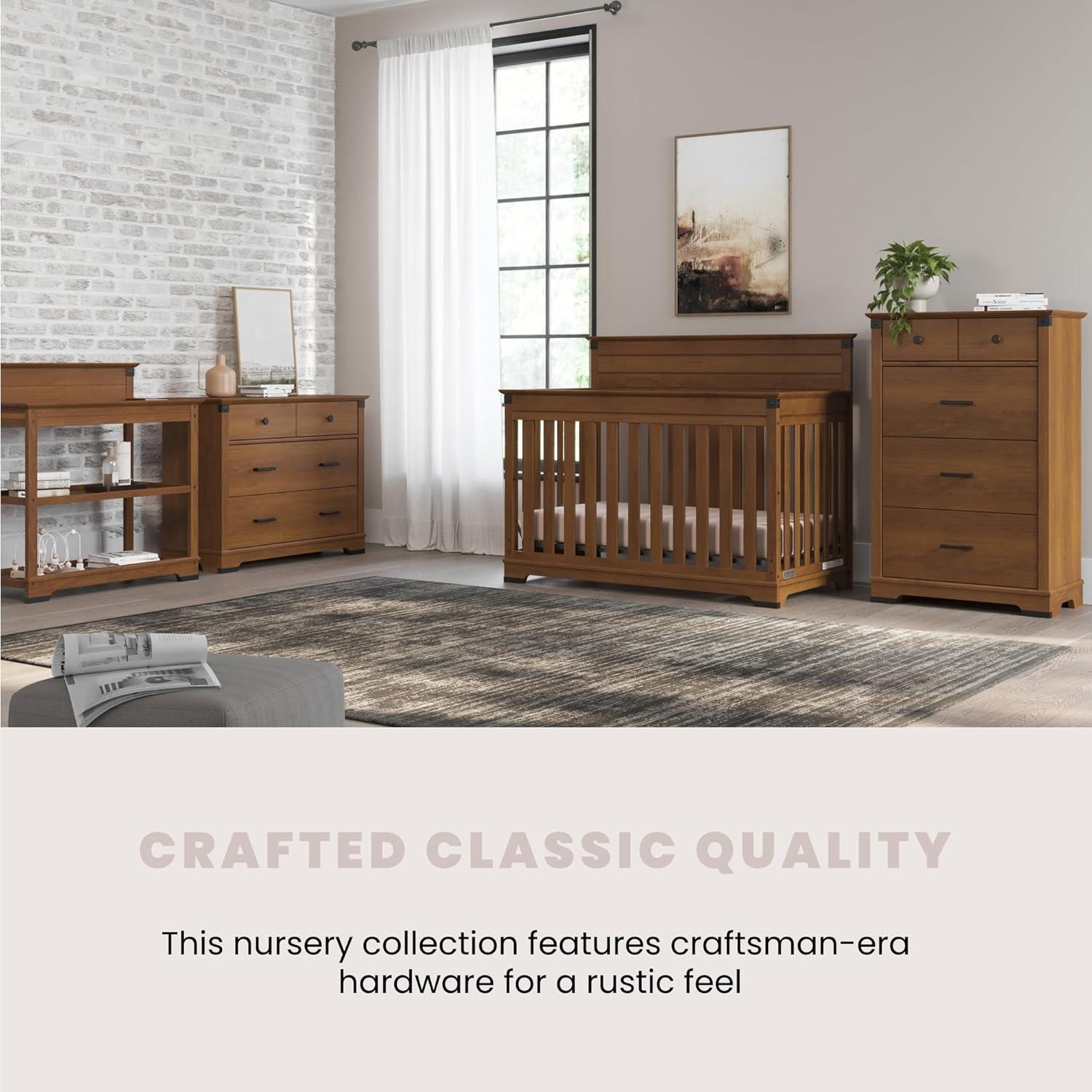 imageChild Craft Redmond 4in1 Convertible Crib Baby Crib Converts to Day Bed Toddler Bed and Full Size Bed 3 Adjustable Mattress Positions NonToxic Baby Safe Finish Coach CherryCoach Cherry