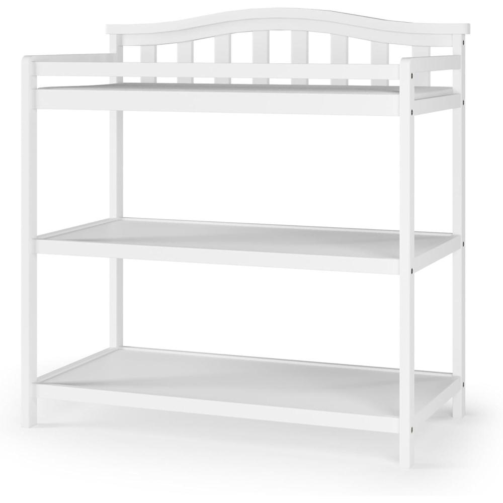 imageChild Craft Arch Top Infant Changing Table WaterResistant Pad and Safety Strap AntiTip Kit Included to Prevent Tipping NonToxic Baby Safe Finish Dapper GrayMatte White