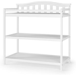 Child Craft Arch Top Infant Changing Table, Water-Resistant Pad and Safety Strap, Anti-Tip Kit Included to Prevent Tipping, Non-Toxic, Baby Safe Finish (Dapper Gray)(Matte White)