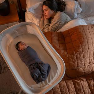 HALO® BassiNest® Swivel Sleeper 4.0 Signature, Over-Bed Baby Bassinet with 360 Rotation, Breathable Mesh, Lowering Wall for Easy Access, Oat(BassiNest Swivel Sleeper – 4.0 Signature)