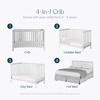 Child Craft London 4-in-1 Convertible Crib, Baby Crib Converts to Day Bed, Toddler Bed and Full Size Bed, 3 Adjustable Mattress Positions, Non-Toxic, Baby Safe Finish (Matte White)