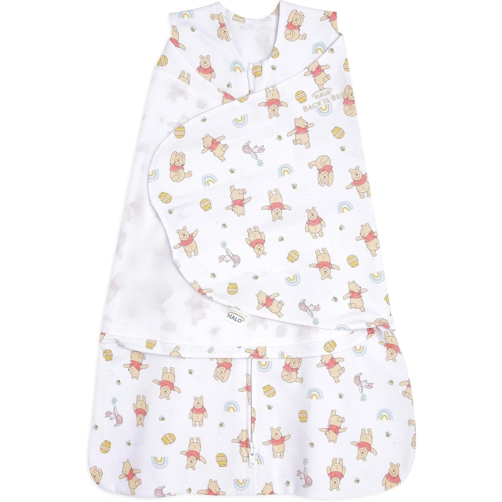 image:imageHALO 100 Cotton Sleepsack Swaddle 3Way Adjustable Wearable Blanket TOG 15Winnie Rainbows